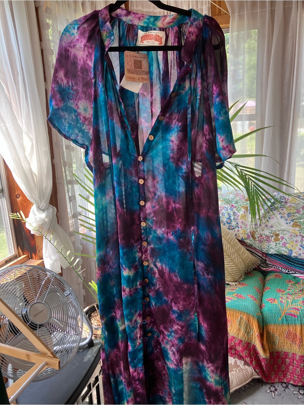 Kantha Bae tie dye summer Woodstock duster